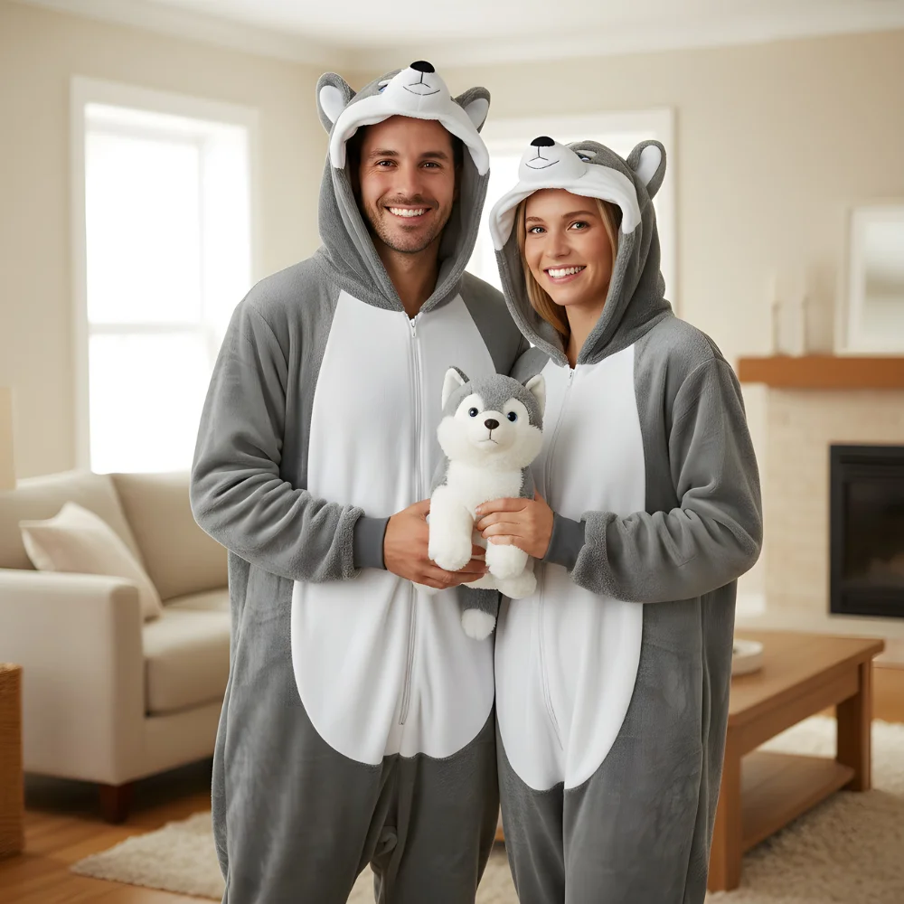 Grey Husky Onesie for Adults